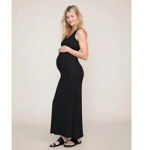 Hatch Long Body Maternity Tank Dress 1 Black Sleeveless Maxi Full Length Stretch
